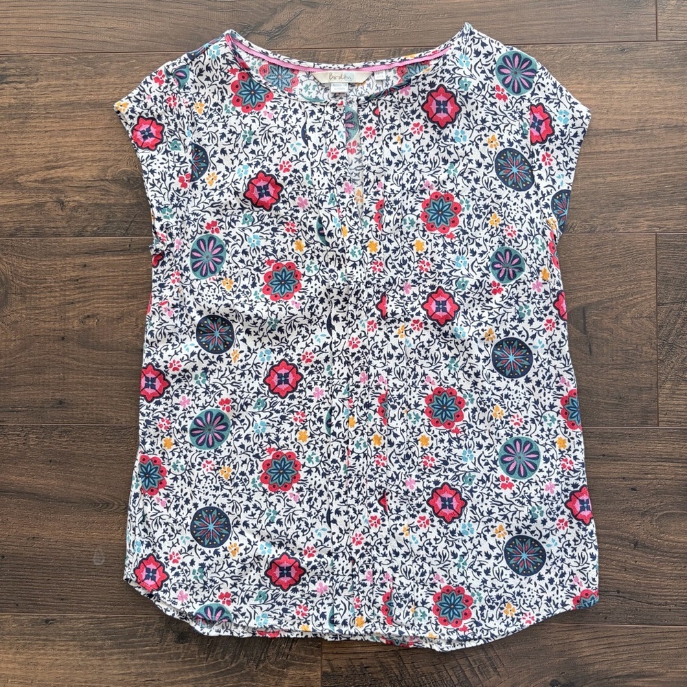 BODEN Floral Split Neck Cap Sleeve Blouse Top US 6 UK 10 - Picture 7 of 7